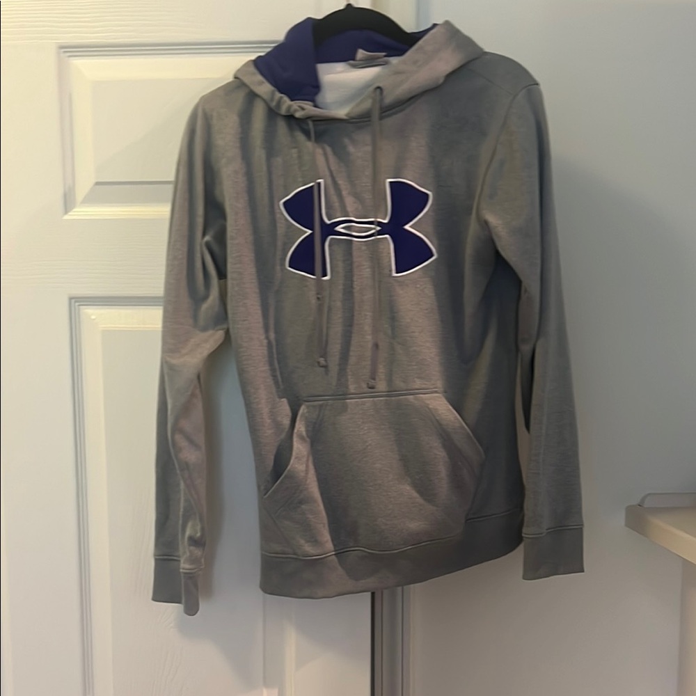 Under Armour Gray Hoodie with Blue Logo
